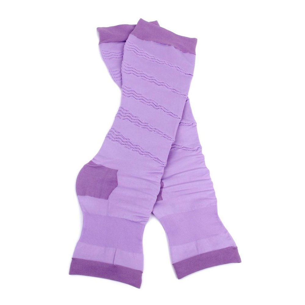 SOESFOUFU Women s Thigh High Compression Socks Purple Slimming Stockings for Varicose Vein Prevention Comfortable Elastic Fit Fits Ladies