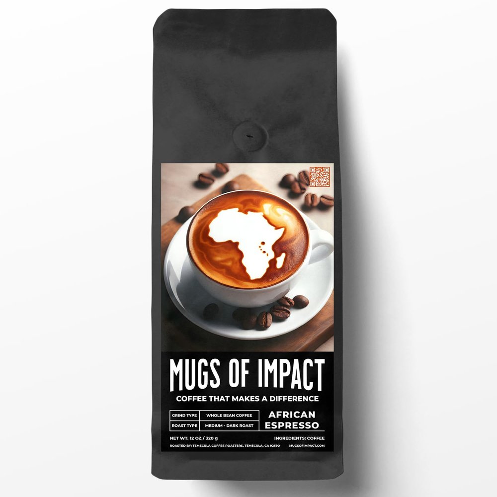 Mugs Of Impact - Roasted On Order Fresh Whole Bean Coffee - Support Animal Shelters - Light, Medium, Dark Roasts - Ethically Sourced 12 Ounce, African Espresso