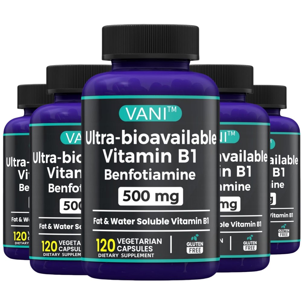 2 in 1 Enhanced Formula: Vitamin B1 with Benfotiamine 500mg, Fat Soluable Supplement of Vitamin B-1, 500 mg - 120 Capsules (5)