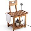 BLUEWEST 23.4'' Shower Chair with Backrest Bath Chair for Inside Shower or Tub, Heavy Duty 450 lbs Support, Non-Slip Feet, Shelf Storage, Built-in Handles for Elderly or Adults (Acacia) view 1