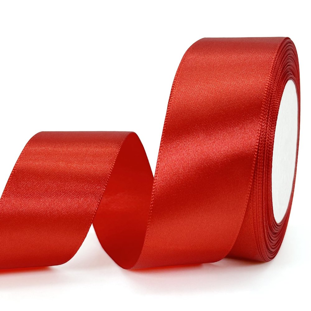 PQZKLDP Red Satin Ribbon 11/2 inches 25 Yards Craft Fabric Ribbons for Gift Wrapping,Handmade Bows,Party Decorations,Perfect for Wedding,Bridal Bouquet etc