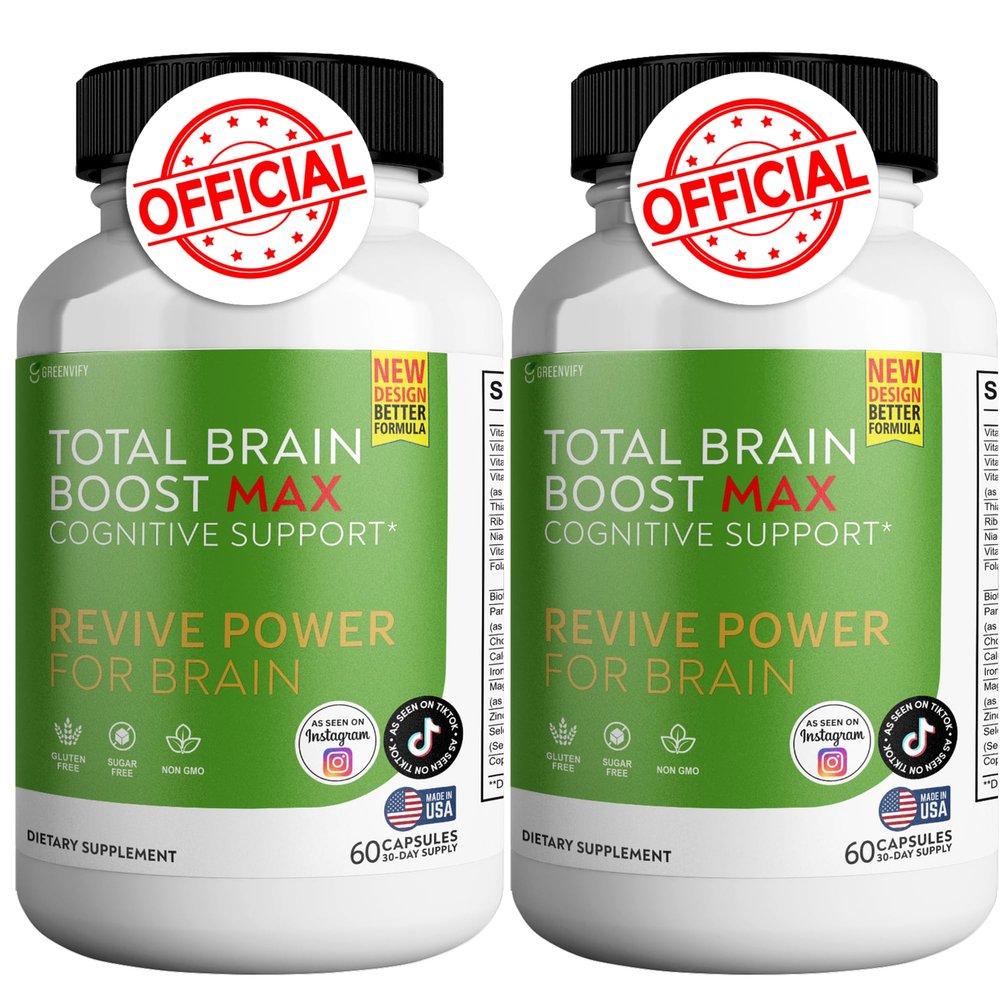 GREENVIFY Total Brain Boost - Brain Support Supplement Enhance Memory & Focus Clear Brain Fog & Boost Cognitive Function 120 Natural Capsules