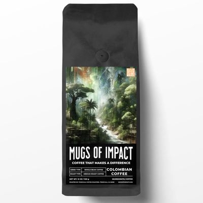 Mugs Of Impact - Roasted On Order Fresh Whole Bean Coffee - Support Animal Shelters - Light, Medium, Dark Roasts - Ethically Sourced 12 Ounce, Colombian