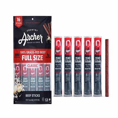 Country Archer Provisions 100% Grass Fed Full Size Classic beef Sticks - 16 Count