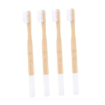 HAPINARY 4pcs Toothbrush Soft Bristles for Travel and Home Use Natural White Ergonomic Design for Comfortable Grip and Sustainable Oral Care