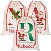 3 Pack Personalized Santa Sack With Initial Name - Reusable Christmas Gifts Bags With Drawstring, Custom Bag for Xmas Gifts Package Storage, Holiday Presents Gift Sack view 1