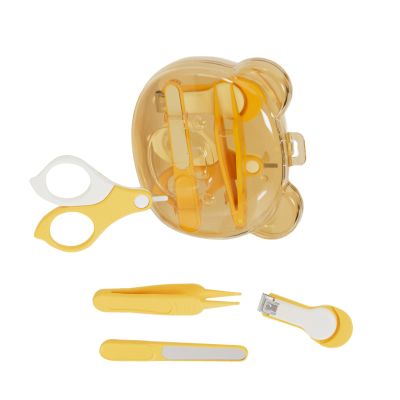 Child Friendly Nails Grooming Set 4Pcs Rounded Safe Scissors Nails Trimmer & Nails File with Cartoon Storage Case