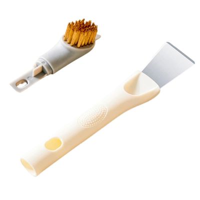 ORFOFE Pot Brush Handle Multi-Functional Kitchen Cleaning Brush for Stovetops Pots and Pans Strong Decontamination for Oil and Grime Three One Design