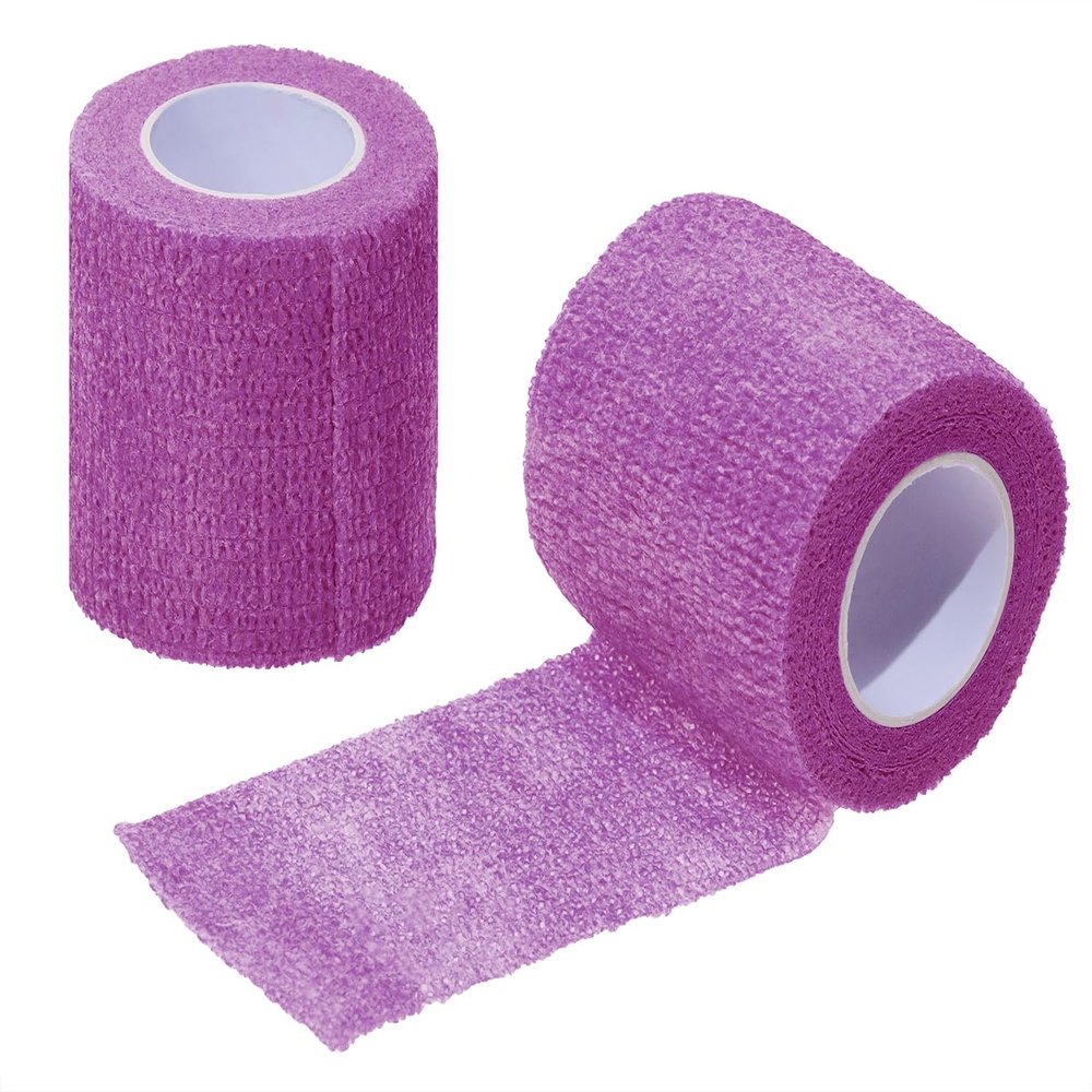 ONLYKXY 2Roll Self Adhesive Bandage Tape 2inch-5yards Stretch Athletic Wrap Tape Elastic Cohesive Non Woven Bandage Wrap for Sports Injury Ankle Knee Wrist Sprains (Purple)