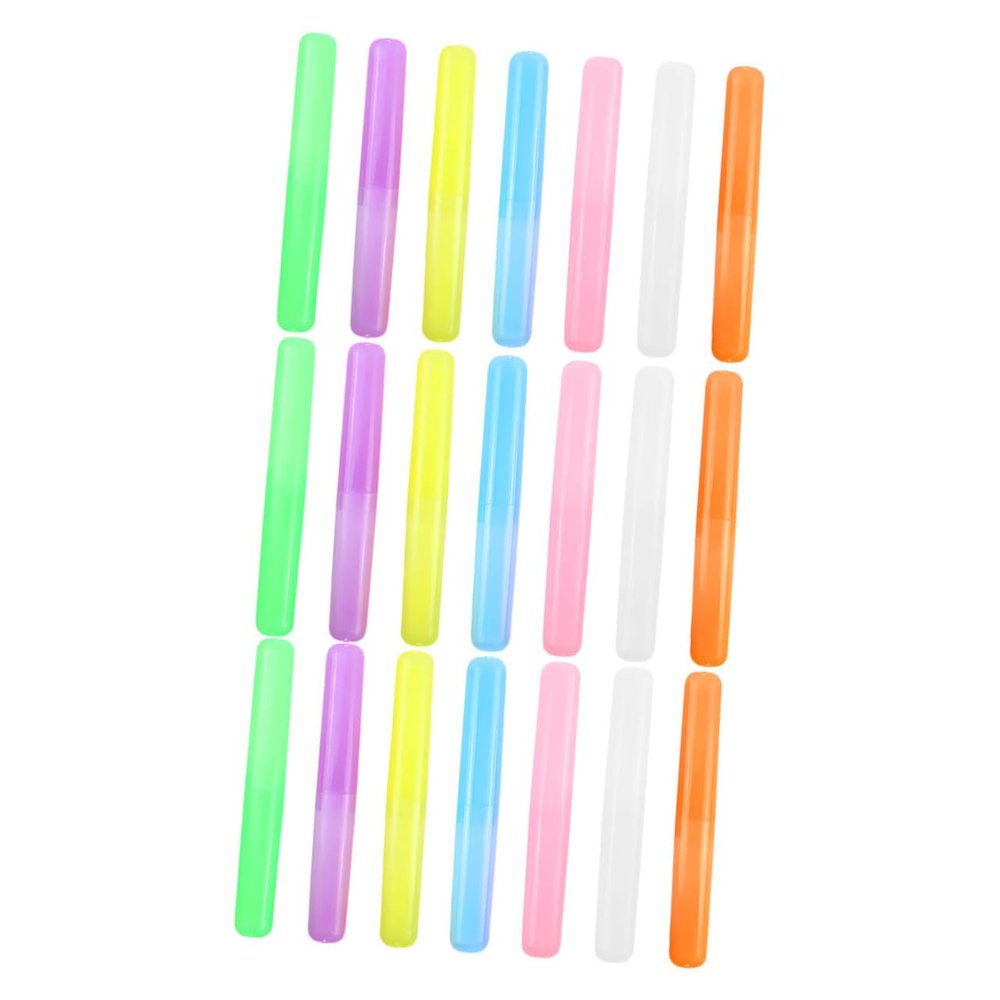 WOONEKY 21pcs Travel Toothbrush Container Toothbrush Holder Kit Soft Brush Travel Portable Case for Camping Vacation Hiking