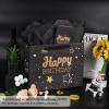 Powbrace 13" Pink + Black Happy Birthday Gift Bag with Tissue Paper and Greeting Card for Party,Happy Birthday Gift Bag for Men Women, Gift Bags Medium size(2 PCS Pink & Black) view 4
