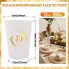 Lingringdcy 100 Monogrammed Cups Disposable Initial Plastic Cup 12 oz Wedding Personalized Cup for Wedding Reception Baby Shower Birthday Party(Letter D) view 2