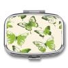 Small Pill Box 2 Compartment Medicine Pill Case Portable Lime Green Butterfly Printed Pill Container for Pocket Or Purse Pill Box Metal Medicine Vitamin Organizer view 1