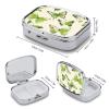 Small Pill Box 2 Compartment Medicine Pill Case Portable Lime Green Butterfly Printed Pill Container for Pocket Or Purse Pill Box Metal Medicine Vitamin Organizer view 2