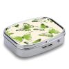 Small Pill Box 2 Compartment Medicine Pill Case Portable Lime Green Butterfly Printed Pill Container for Pocket Or Purse Pill Box Metal Medicine Vitamin Organizer view 3