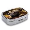 Small Pill Box 2 Compartment Medicine Pill Case Portable Cry Pug Printed Pill Container for Pocket Or Purse Pill Box Metal Medicine Vitamin Organizer view 3