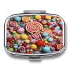 Small Pill Box 2 Compartment Medicine Pill Case Portable Candy Printed Pill Container for Pocket Or Purse Pill Box Metal Medicine Vitamin Organizer view 1
