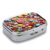 Small Pill Box 2 Compartment Medicine Pill Case Portable Candy Printed Pill Container for Pocket Or Purse Pill Box Metal Medicine Vitamin Organizer view 3