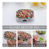 Small Pill Box 2 Compartment Medicine Pill Case Portable Candy Printed Pill Container for Pocket Or Purse Pill Box Metal Medicine Vitamin Organizer view 4