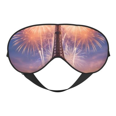 Eiffel Tower Fireworks Print Sleep Eye Mask - Adjustable Design,Suitable for Sleeping Outdoor Camping Travel
