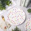 Whaline Confetti Sprinkle Paper Plate Cute Donut Disposable Plate Dessert Dinnerware Plates 9 Inch for Birthday Baby Shower Wedding Party Supplies Table Decor, 24Pcs view 4
