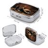 Small Pill Box 2 Compartment Medicine Pill Case Portable Cowboy Black Hat Western Boots Printed Pill Container for Pocket Or Purse Pill Box Metal Medicine Vitamin Organizer view 2