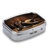 Small Pill Box 2 Compartment Medicine Pill Case Portable Cowboy Black Hat Western Boots Printed Pill Container for Pocket Or Purse Pill Box Metal Medicine Vitamin Organizer view 3
