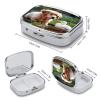 Small Pill Box 2 Compartment Medicine Pill Case Portable Dog and A Duck Printed Pill Container for Pocket Or Purse Pill Box Metal Medicine Vitamin Organizer view 2