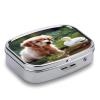 Small Pill Box 2 Compartment Medicine Pill Case Portable Dog and A Duck Printed Pill Container for Pocket Or Purse Pill Box Metal Medicine Vitamin Organizer view 3