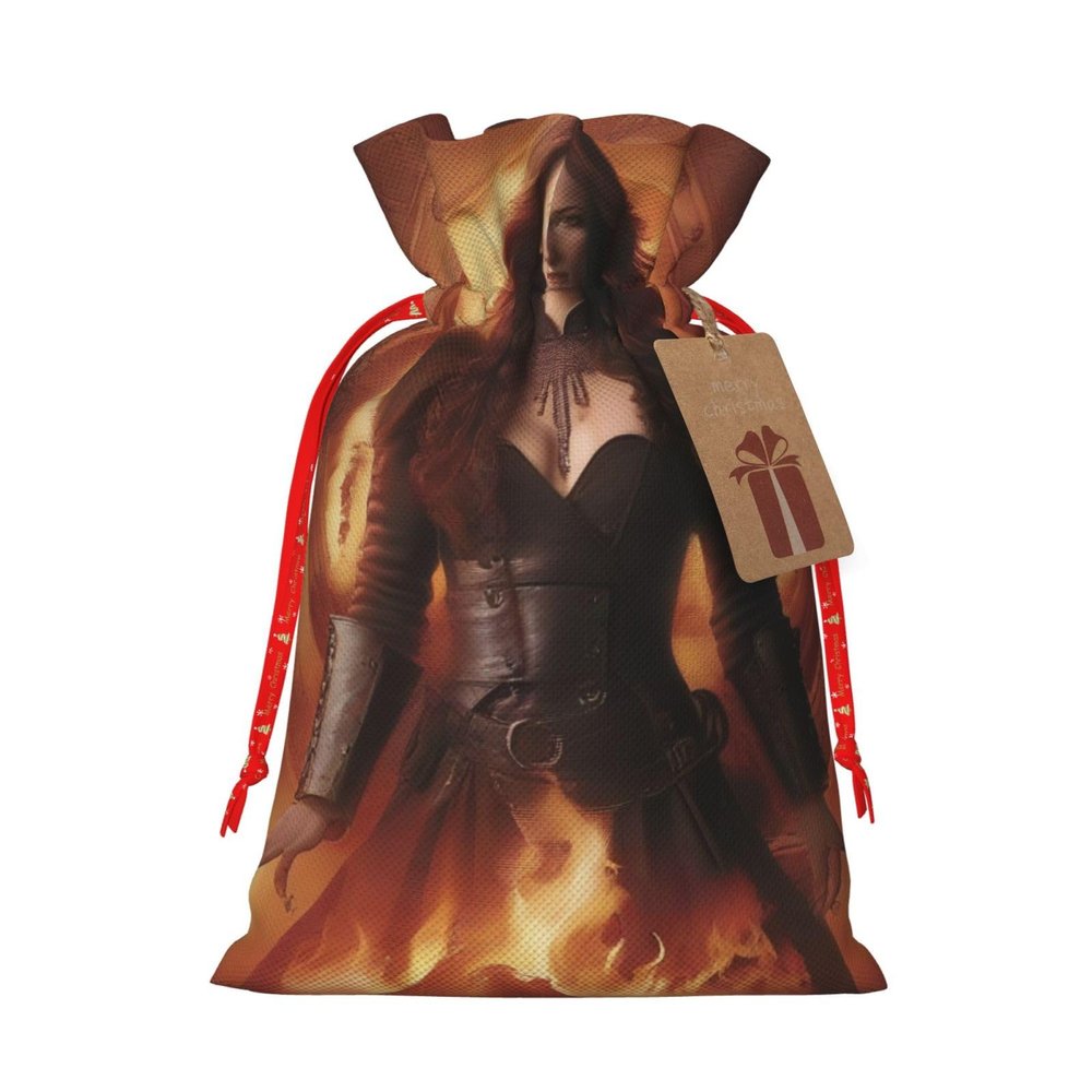 QASDFGHR Small Christmas Gift Bags,Reusable Gift Bags with card for Candy for Wedding Birthday Xmas Party - Fire DVD Print
