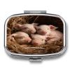 Small Pill Box 2 Compartment Medicine Pill Case Portable Four Little Pigs Printed Pill Container for Pocket Or Purse Pill Box Metal Medicine Vitamin Organizer view 1