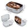 Small Pill Box 2 Compartment Medicine Pill Case Portable Four Little Pigs Printed Pill Container for Pocket Or Purse Pill Box Metal Medicine Vitamin Organizer view 2