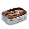Small Pill Box 2 Compartment Medicine Pill Case Portable Four Little Pigs Printed Pill Container for Pocket Or Purse Pill Box Metal Medicine Vitamin Organizer view 3