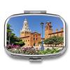 Small Pill Box 2 Compartment Medicine Pill Case Portable Spanish Cities Printed Pill Container for Pocket Or Purse Pill Box Metal Medicine Vitamin Organizer view 1