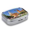 Small Pill Box 2 Compartment Medicine Pill Case Portable Spanish Cities Printed Pill Container for Pocket Or Purse Pill Box Metal Medicine Vitamin Organizer view 3