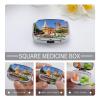 Small Pill Box 2 Compartment Medicine Pill Case Portable Spanish Cities Printed Pill Container for Pocket Or Purse Pill Box Metal Medicine Vitamin Organizer view 4