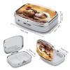 Small Pill Box 2 Compartment Medicine Pill Case Portable Cute Guinea Pigs Printed Pill Container for Pocket Or Purse Pill Box Metal Medicine Vitamin Organizer view 2