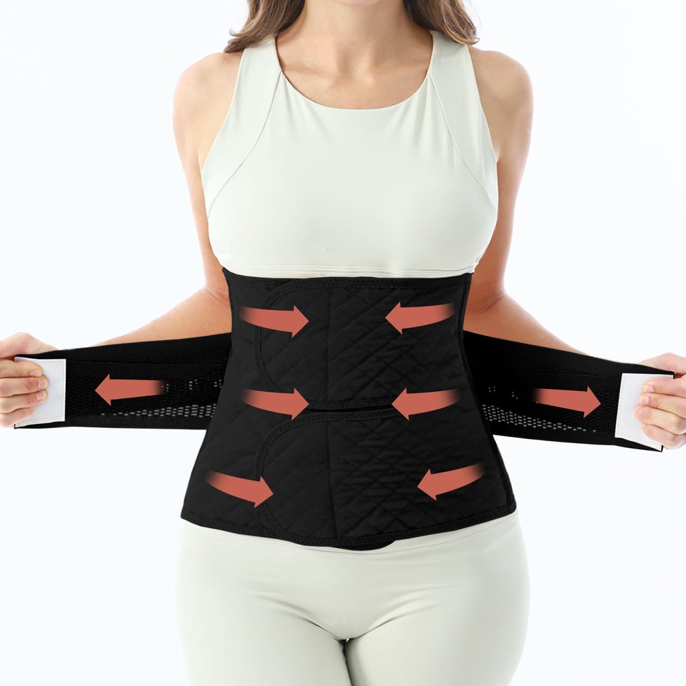 Allaugh Postpartum Belly Band for Women: Abdominal Binder Post Surgery, C Section Waist Trainer, Breathable Belly Wrap, Adjustable Support for After Birth Back Pain & Weak Core, Easy Put On Take Off