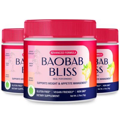 Baobab Bliss Powder, Baobab Bliss Supports Fitness & Healthy Lifestyle, Baobab Bliss Powder - Maximum Strength, All Natural Formula Powder, BaobabBliss Organic Powder Reviews (3 Pack)