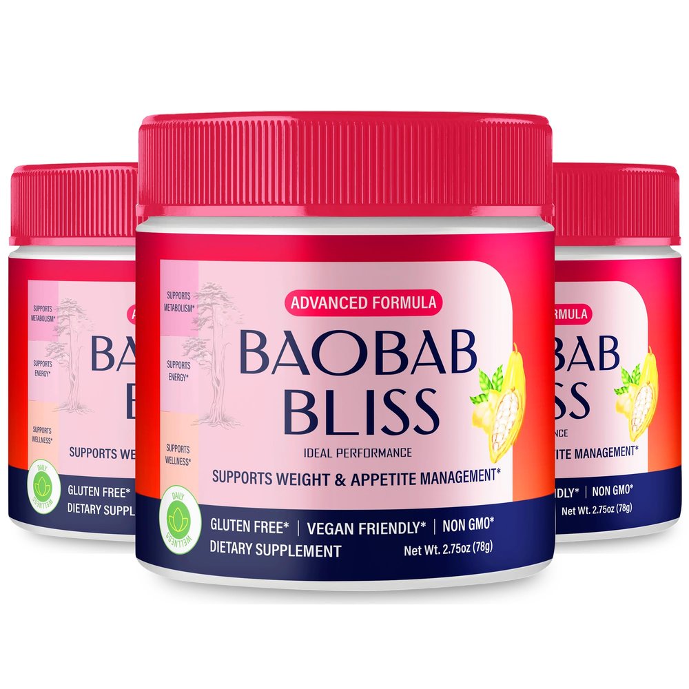 Baobab Bliss Powder, Baobab Bliss Supports Fitness & Healthy Lifestyle, Baobab Bliss Powder - Maximum Strength, All Natural Formula Powder, BaobabBliss Organic Powder Reviews (3 Pack)