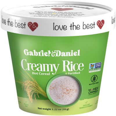 Gabriel & Daniel Creamy Rice Hot Cereal Non-GMO, Pure and Organic Gluten Free Cereal Rich in Iron & Essential Nutrients for a Nourishing and Instant Breakfast Quick & Easy Meal (Single Cup)