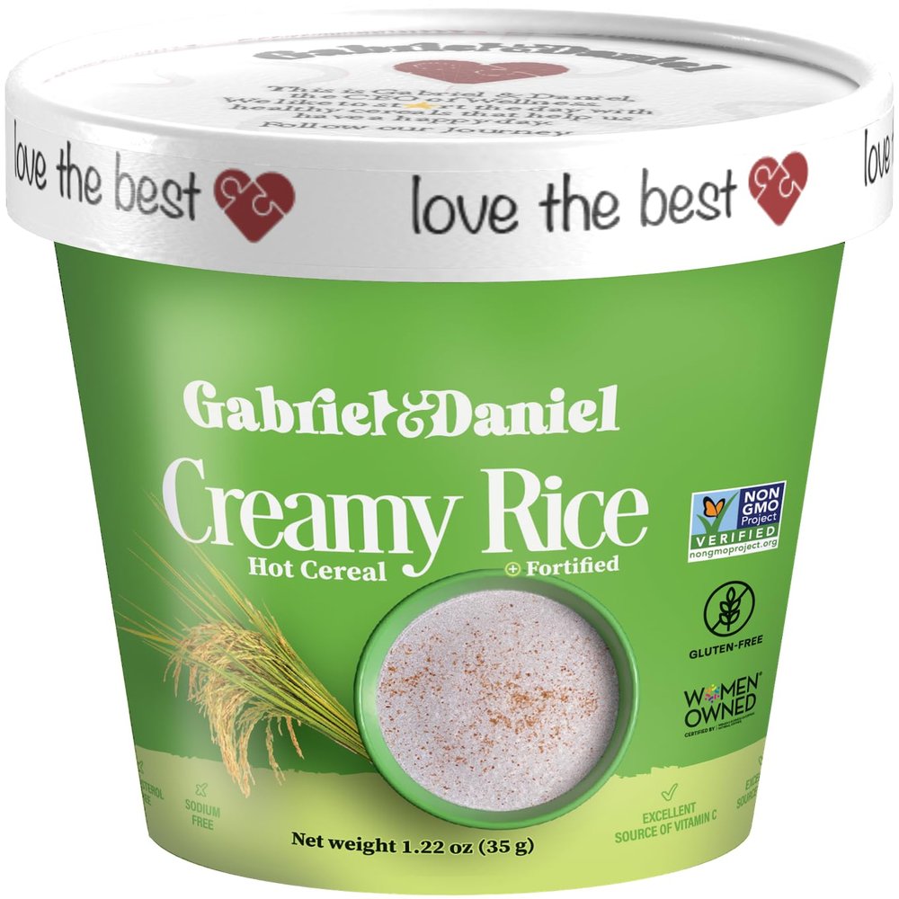 Gabriel & Daniel Creamy Rice Hot Cereal  Non-GMO, Pure and Organic Gluten Free Cereal  Rich in Iron & Essential Nutrients for a Nourishing and Instant Breakfast  Quick & Easy Meal (Single Cup)