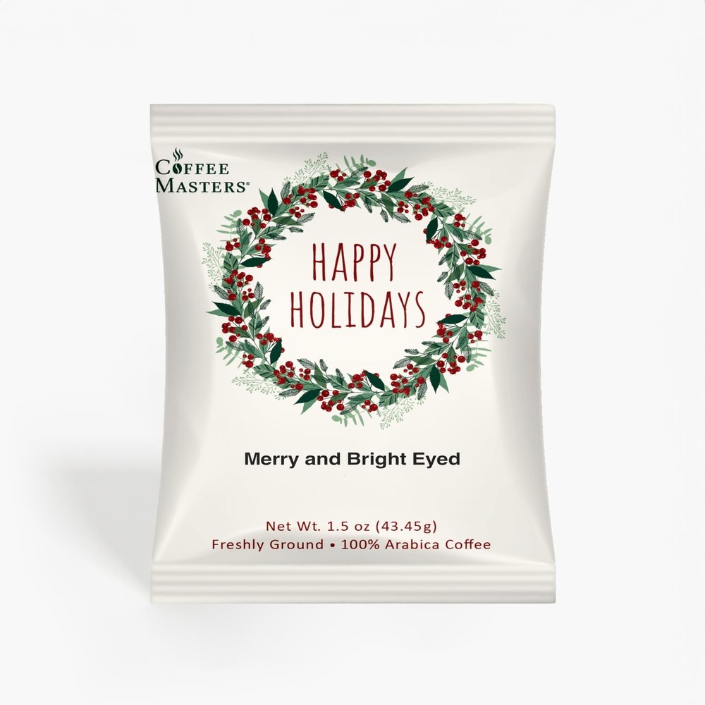 Coffee Masters Merry and Bright Eyed Christmas Perfect Potfuls 1.5 oz Ground Coffee Packets (12 Pack)