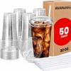 StockHomery 32 Oz Plastic Cups With Lids and Straws, Iced Coffee Cups view 1