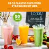 StockHomery 32 Oz Plastic Cups With Lids and Straws, Iced Coffee Cups view 2