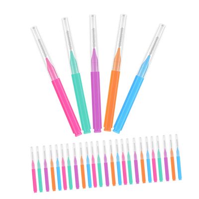 MUCKLILY 50pcs Interdental Cleaning Brushes for Cleaning Tool Soft Bristles Orange Green for Oral Care