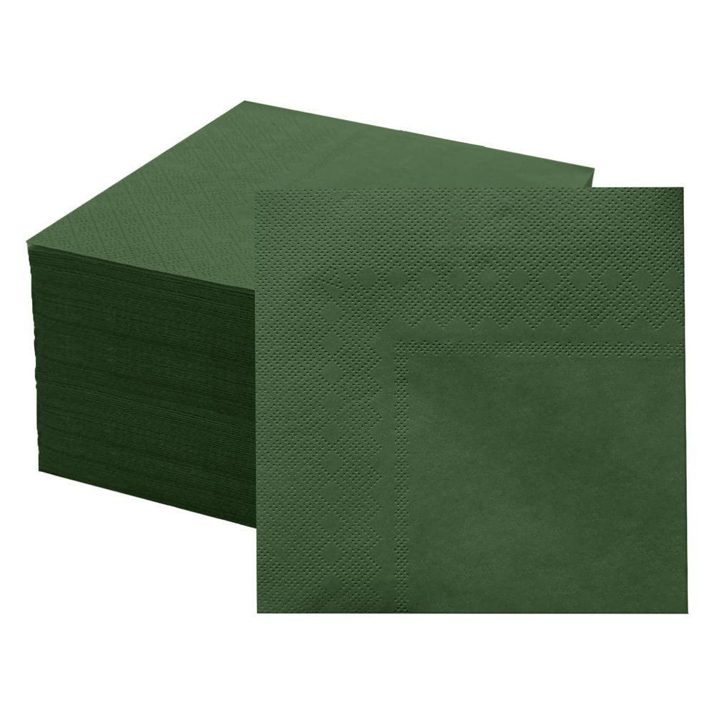 100 Pcs 2-Ply Green Napkin Disposable Cocktail Napkins Beverage Napkins Dessert Napkins 5 x 5 In Disposable Napkins for Dinner Wedding Birthday Party Bridal Anniversary Reception Event (Dark Green)