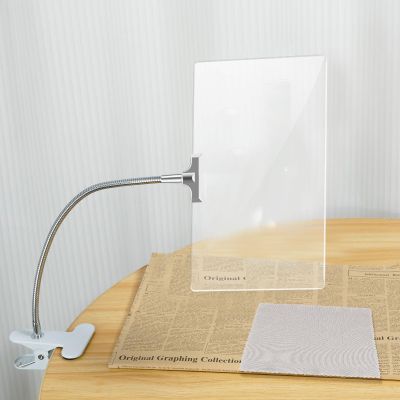10"x6" Magnifying Glass with Clip, 4X Large Page Magnifier for Reading, Hands Free Magnifying Glass with 360 Degree Flexible Neck, Book Page Magnifier Glass Clip for Reading