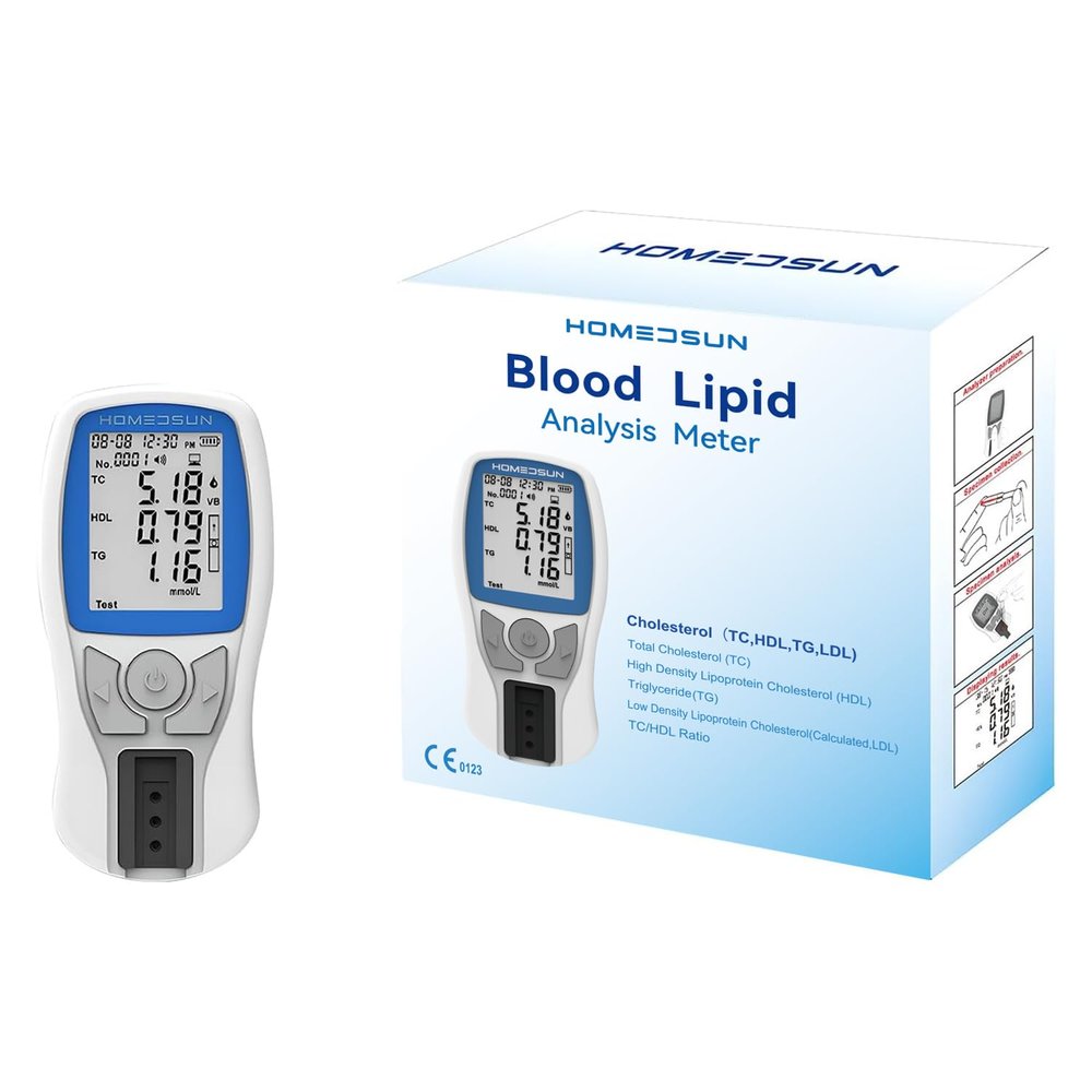 HOMEDSUN HSLPM102 4-in-1 Cholesterol Meter Kit with 10 Strips Lancets