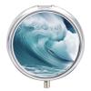 Waves Pill Box for Pocket Round Pill Box 3 Compartment Decorative Portable Travel Pill Holder Tablet Vitamin Organizer Mini Pill Case view 1